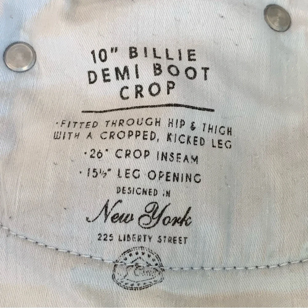 J. Crew Billie Demi Boot Crop Jeans‎ Womens 30 Distressed Medium Blue button fly
